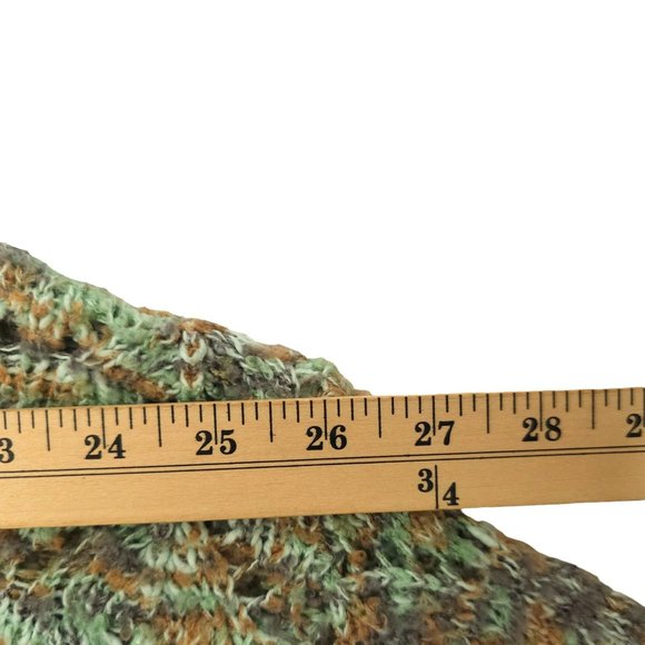 Gimmicks By BKE Pullover Sweater Womens Size L Open Knit Lace Hem Trim Green Tan - Picture 4 of 15